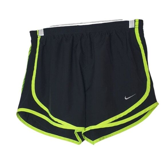 Nike Womens Running Shorts M Black/Neon Green Dri-Fit Athletic Sporty Workout - Picture 1 of 7